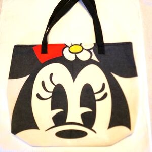 2 Bags ■ Mickey & Minnie Stylish Black and Red Tote Bag Set
